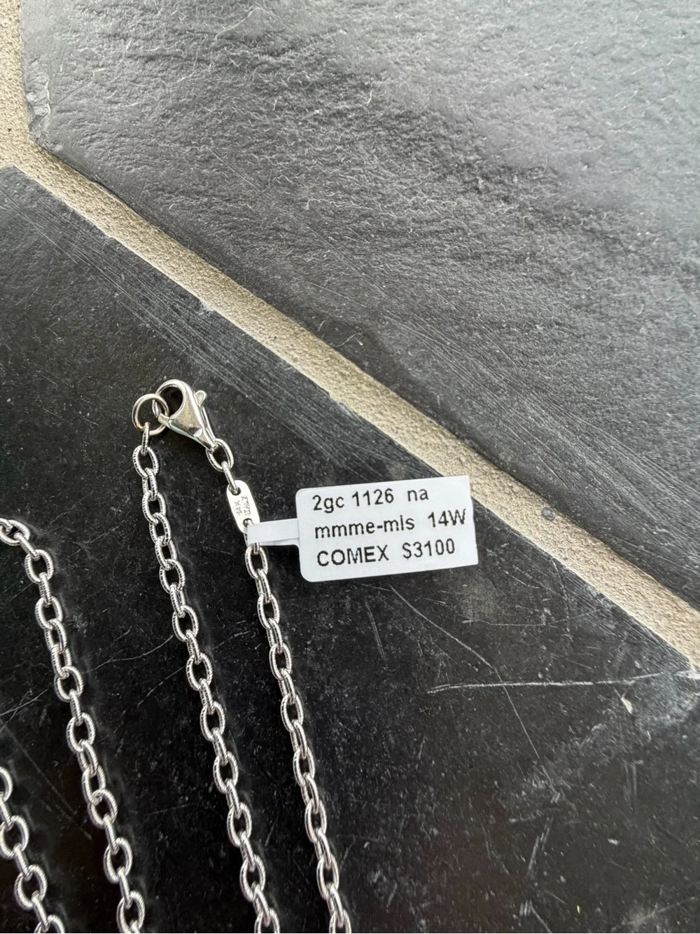 14kt White Gold Men's Solid textured cable Link Chain Necklace 25” long.